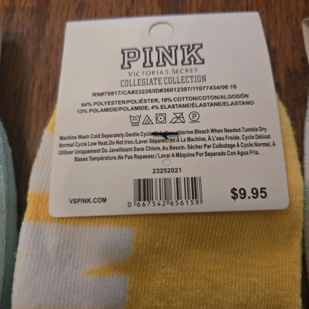 PINK Victoria's Secret Collegiate Collection - 2 Mint, 1 Yellow